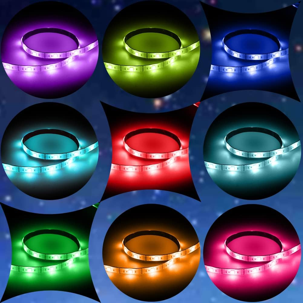 LED Strip Lights Battery Powered RGB LED Battery Lights 17 Keys Remote Control 2PCS 6.56FT Waterproof LED Lights Strip Color Changing Flexible LED Rope Lights Kit for TV Party Home Decoration