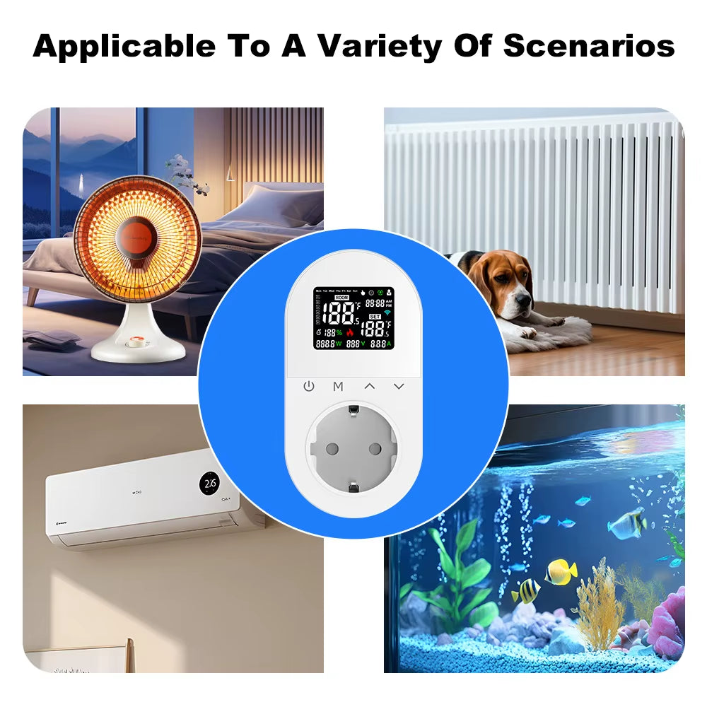 Smart Wifi Digital Thermostat Socket 16A EU Plug App Remote Temperature Heating Cooling Control for Google Home Alexa Tuya