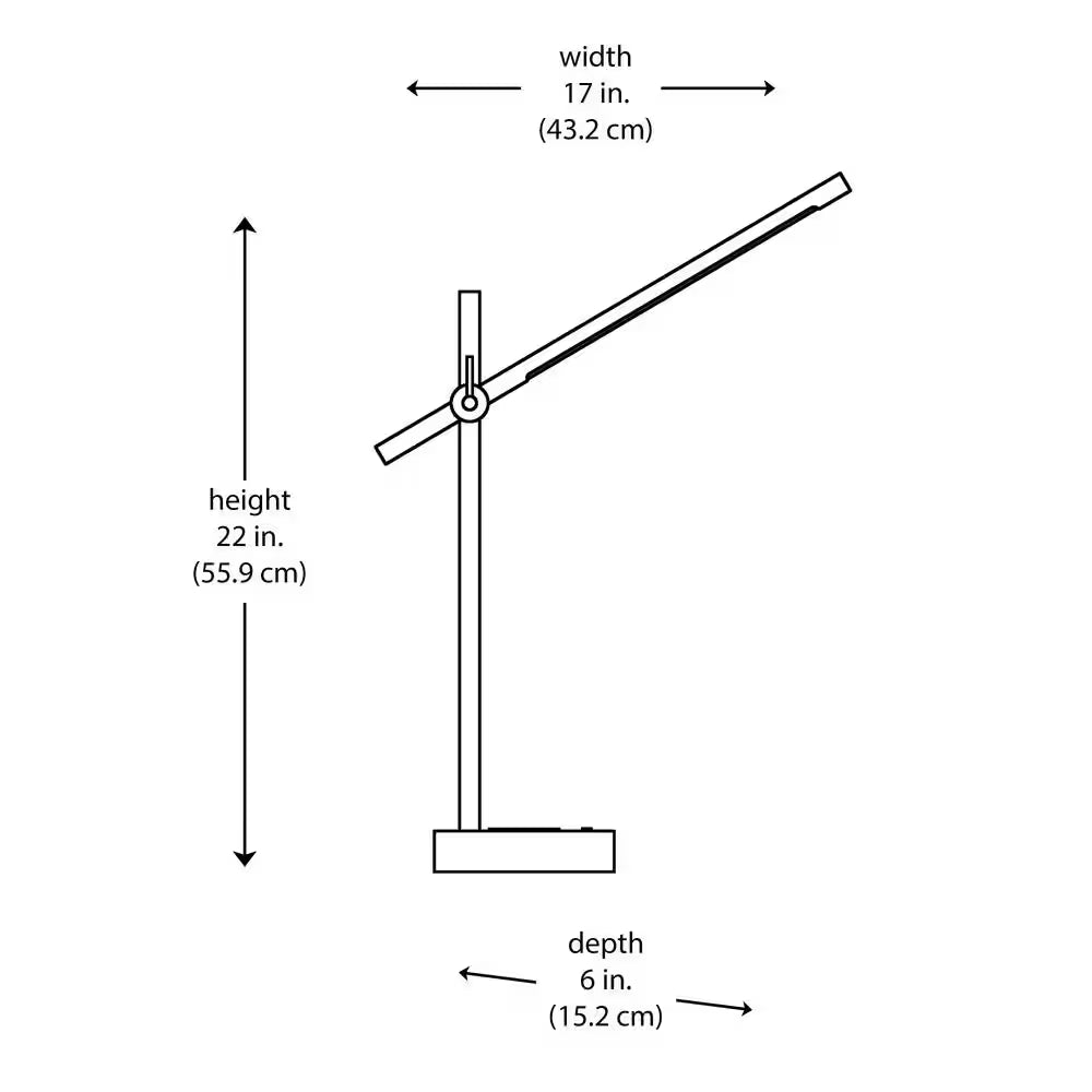 22 In. Indoor Black Integrated LED Table Lamp with Built-In Wireless Charging Pad