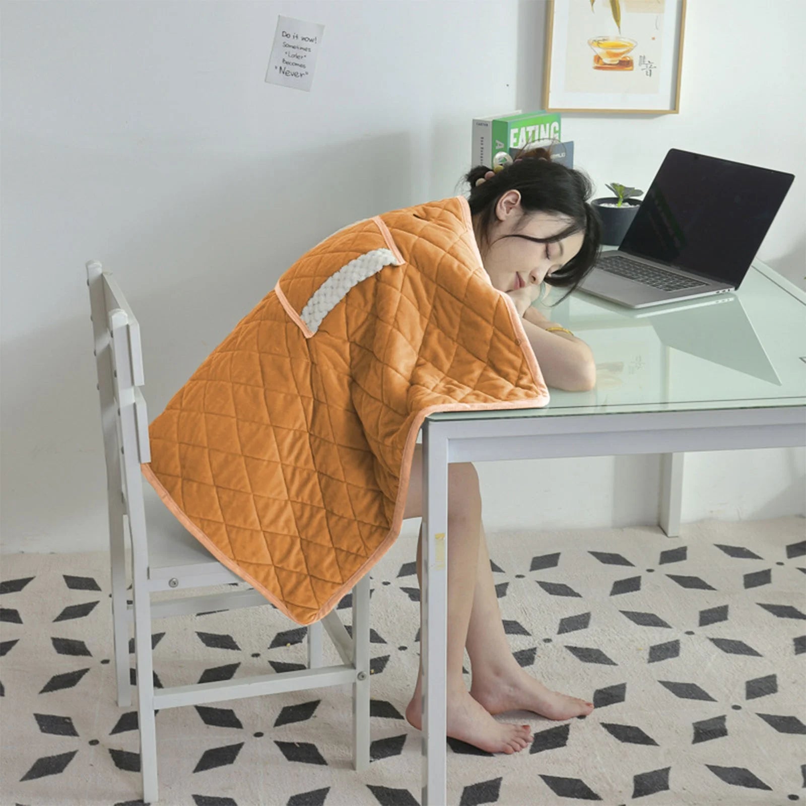 Heated Blanket with Pocket, Soft Warm USB Heated Lap Blanket for Office, Fast-Heating Washable Car Heated Blanket, Portable Heated Blanket for Travel (A)