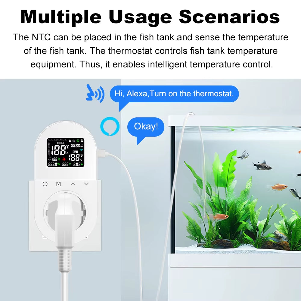 Smart Wifi Digital Thermostat Socket 16A EU Plug App Remote Temperature Heating Cooling Control for Google Home Alexa Tuya