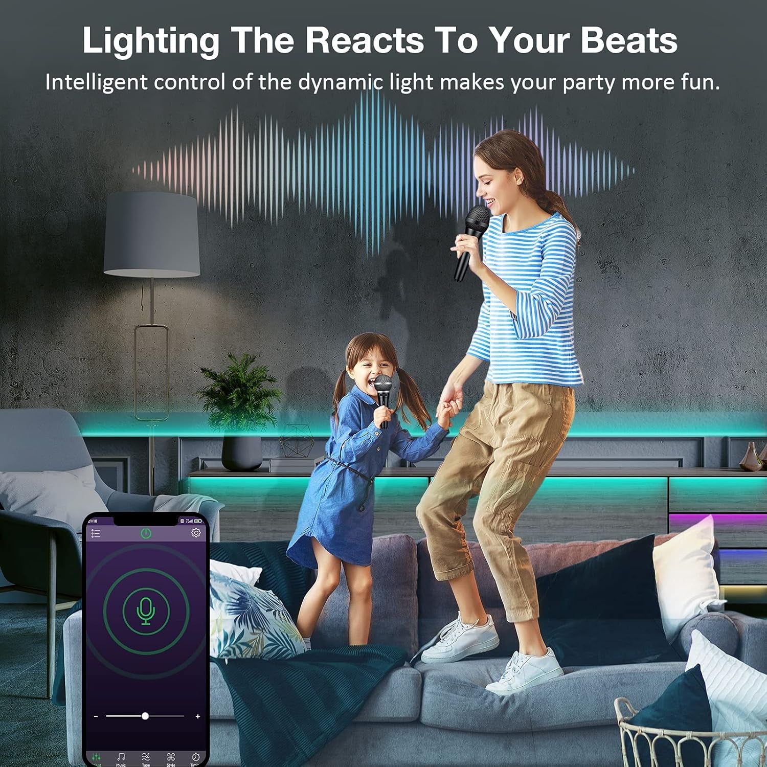 Led Lights for Bedroom 50 Ft, Ultra Long 5050 RGB Led Strip Lights, Smart Music Sync Led Lights Color Changing, Bluetooth App & Remote Control for Room Party Christmas Kitchen