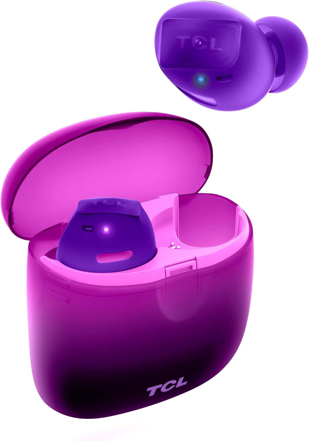 SOCL500TWS Wireless Earbuds with Pumping Bass, Type-C Charging Case 26H Playtime, Bluetooth 5.0, Secure Fit, Waterproof, Noise Isolation, One Step Pairing for Gym - Sunset Violet