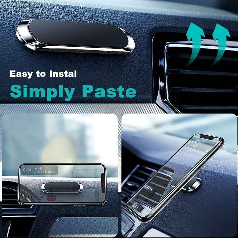 2PCS Magnetic Phone Car Mount with Metal Plates, Car Phone Holder, Universal Mobile Phone Automobile Cradles for Dashboard Air Vent, Suitable for All Phones (Silver)