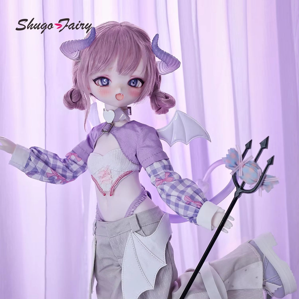 Shugafairy Devila BJD Doll 1/4 Scale - Unique Christmas Gift with Transparent Tail, Fantasy Demon Lamb Anime Girl, Complete Set