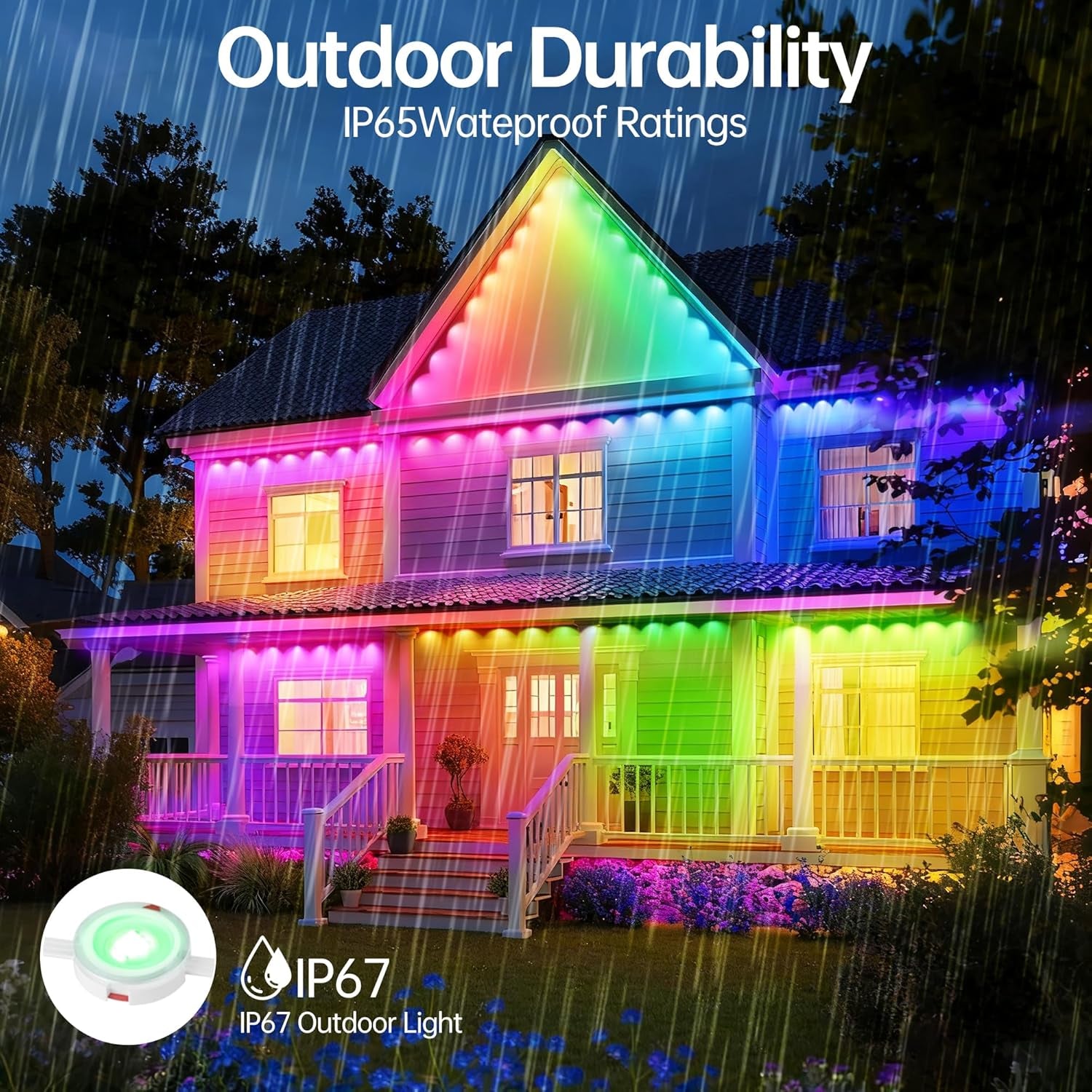 Permanent Outdoor Lights 350Ft RGB+IC Outdoor String Lights App Control IP67 Waterproof,120 Scene Modes Decorations for Home, Christmas,Halloween,Holiday, Daily,Birthday,Party Decor( 175Ft*2Pack)