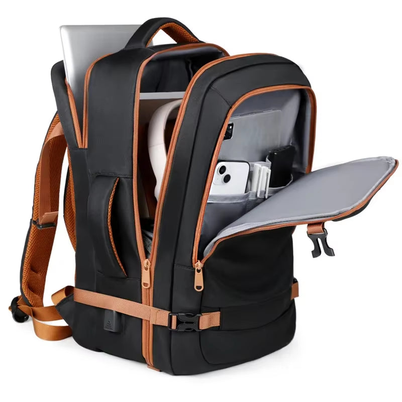 Smart Travel Backpack Unisex - USB Port & Multi-Compartment,Lightweight Oxford with Luggage Strap for Daily Use and Shopping