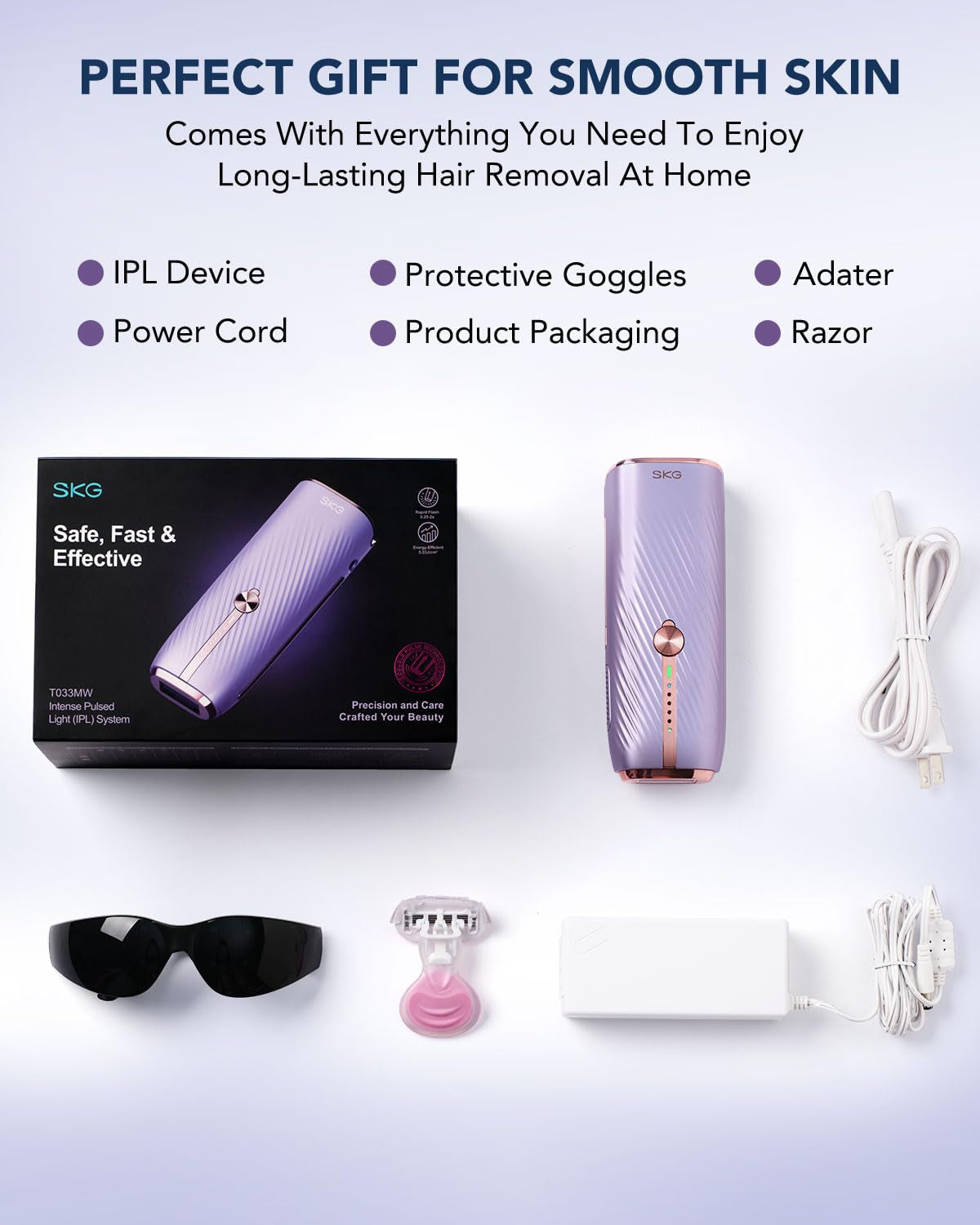 Laser Hair Removal Device for Women Men, at Home Painless IPL Hair Removal with Infinite Flashes, Dual-Pulse, 25 Minutes Rapid Hair Removal, IPL System for Facial Legs Arms Bikini Line Whole Body