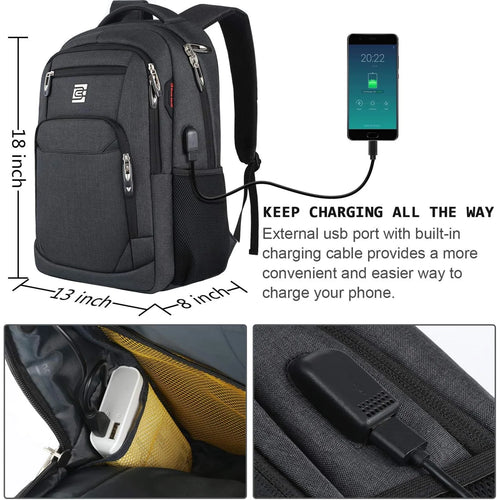 Black Laptop Backpack Computer Business Backpack for Adult Water Resistant Anti-Theft Laptop Backpack for Men