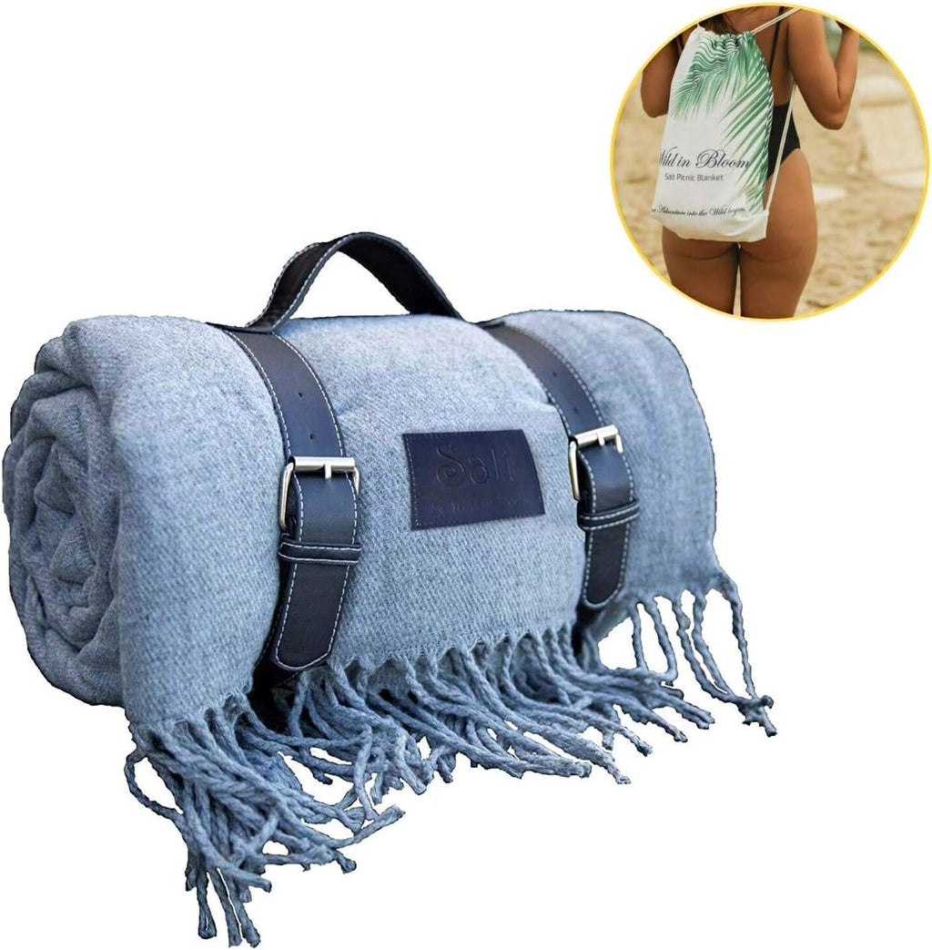 Soft Picnic Blanket, Beach Blanket, Baby, Large, Folding, Travel, Waterproof, Outdoor, Carry Tote, Camping, Stadium Mat