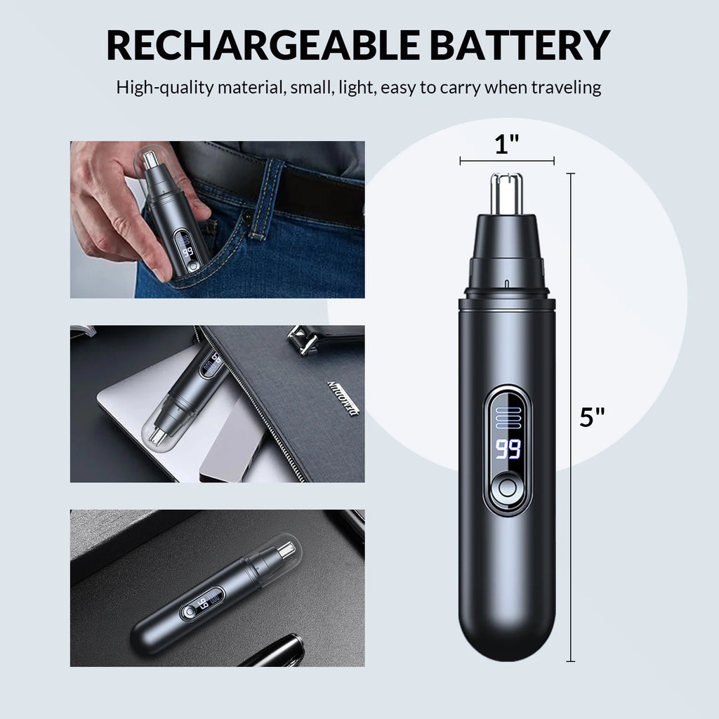 Ear & Nose Hair Trimmer for Men Women - Rechargeable Hair Trimmer with Dual Edge Blades, Professional Hair Removal Tool(Black)