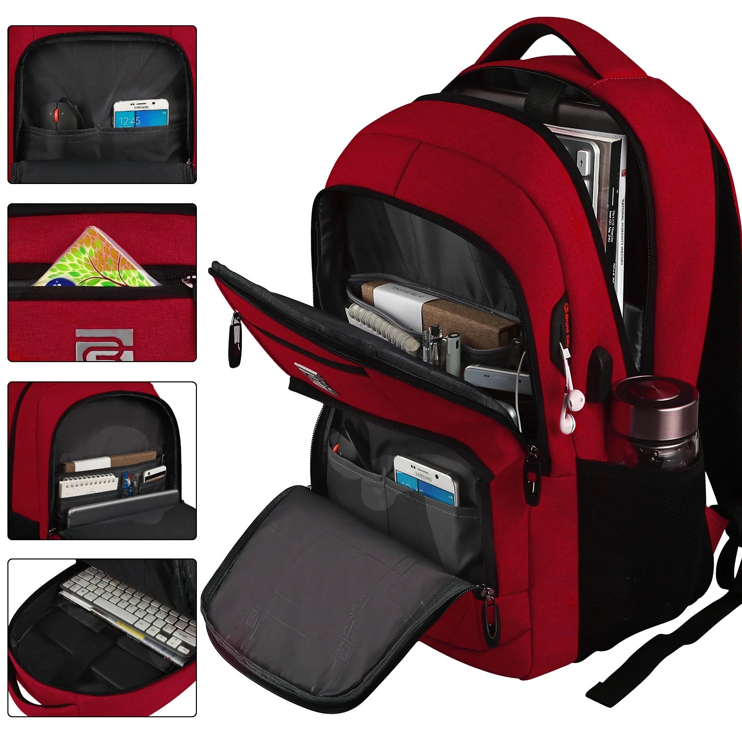 Red Laptop Backpack Computer Business Backpack for Adult Water Resistant Anti-Theft Laptop Backpack for Men