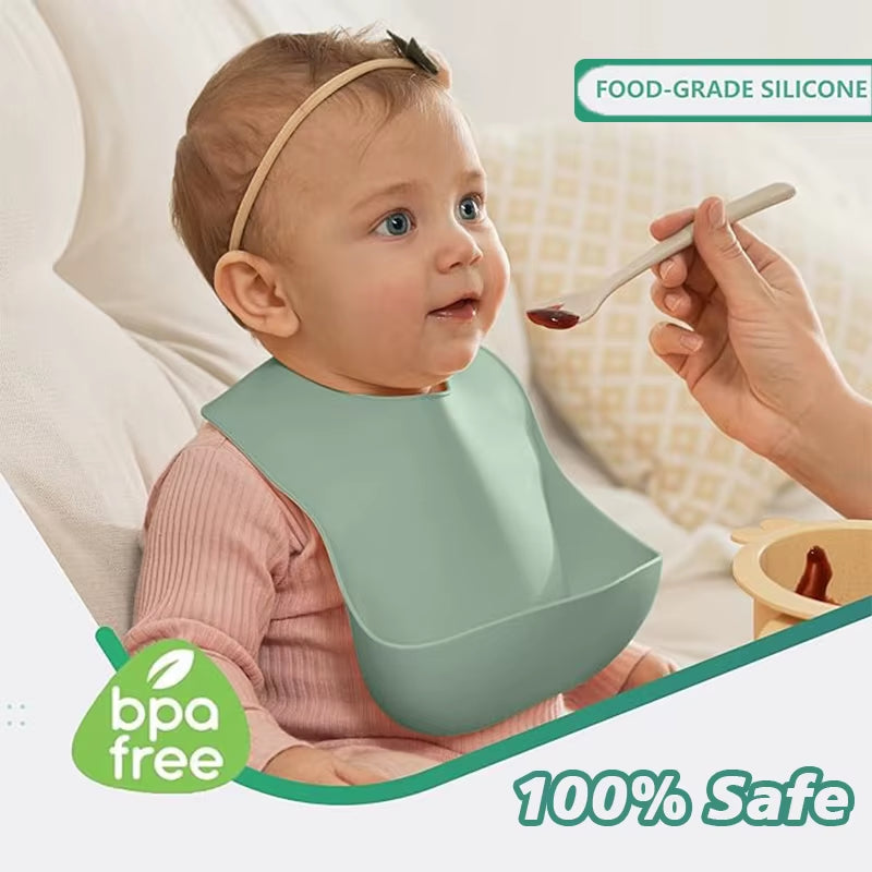 Baby Silicone Tray Bib Waterproof Soft 4-Speed Adjustable Bibs Newborn Eating Food Isolate Dirt Feeding Saliva Pocke Kids Stuff