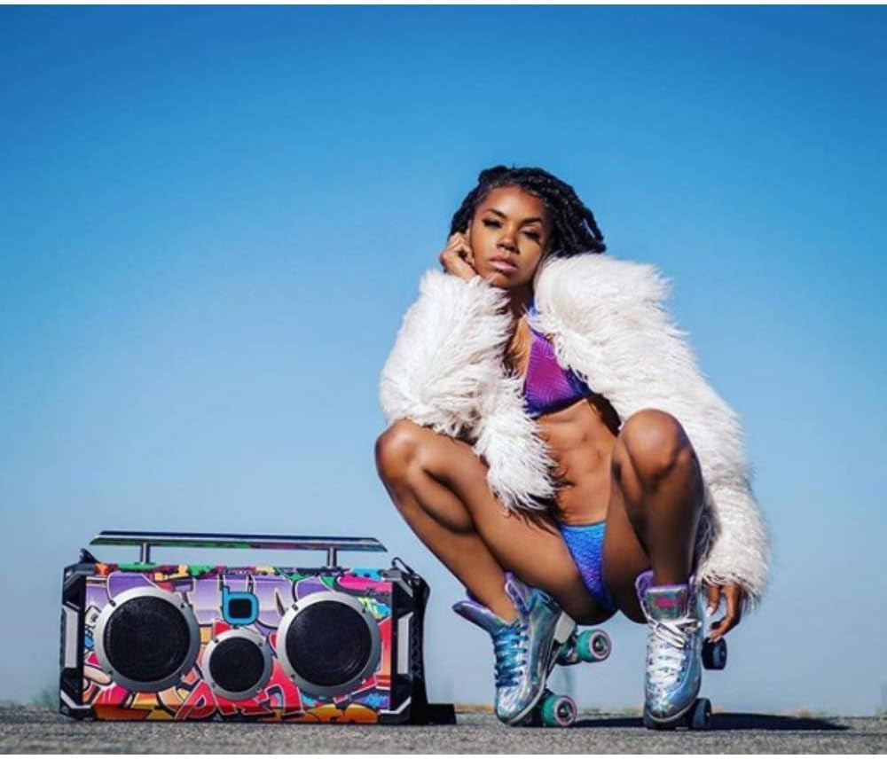 Bluetooth Boombox Flare6 NYC Graffiti | Retro Boombox with Bluetooth Speaker | Includes Rechargeable Lithium Battery, Carrying Strap & Remote | Quality Loud Sound with Bass