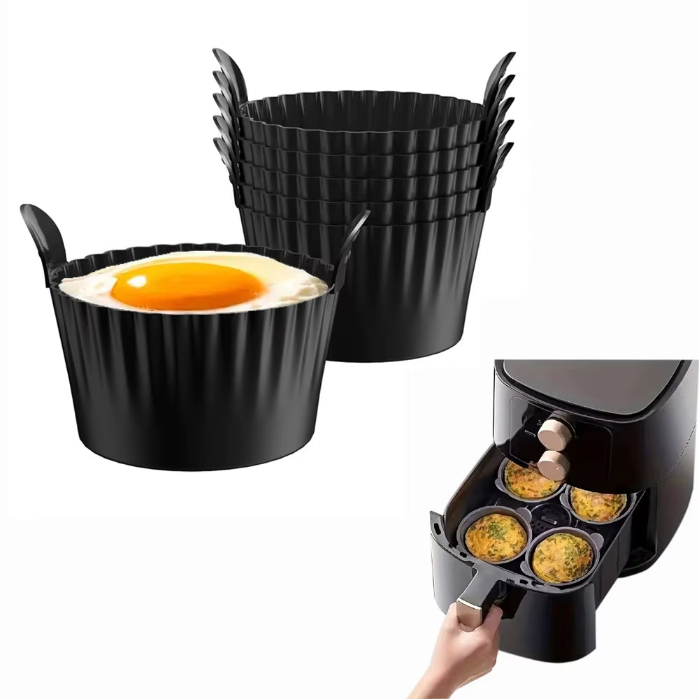 Silicone Air Fryer Egg Poacher Silicone Cupcake Baking Cups Ramekins for Air Fryer Ovens Air Fryer Silicone Basket