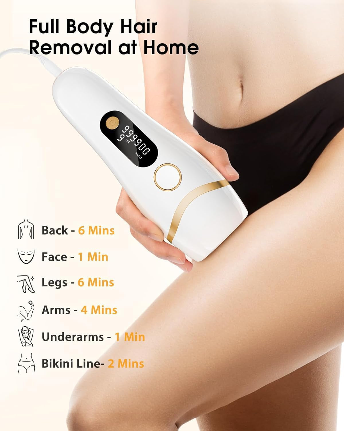 IPL Laser Hair Removal at Home Hair Removal for Women and Men Laser Hair Removal Device Pain-Free System for Lasting Hair Reduction on Face, Armpits, Bikini Area