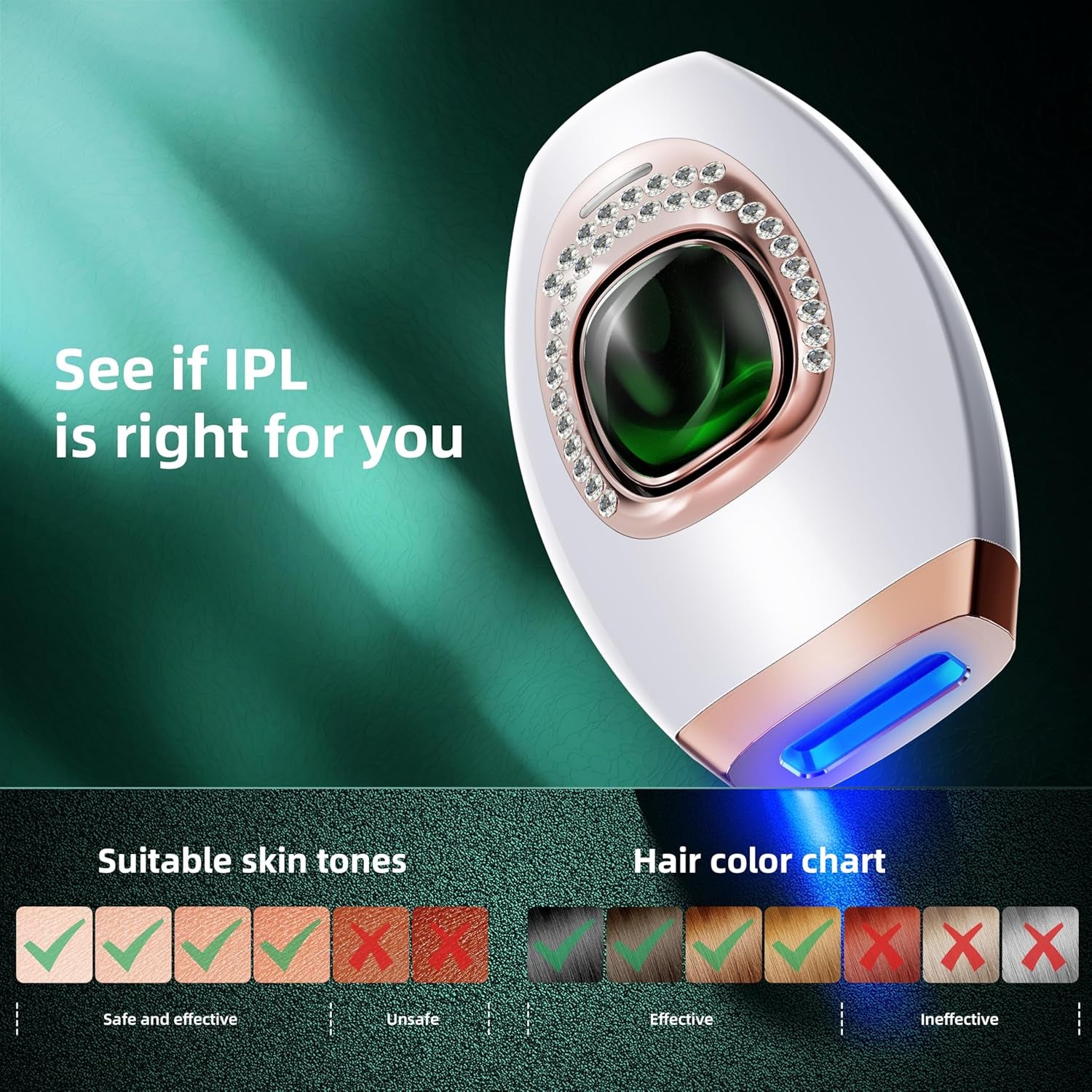 IPL Hair Removal Device,Laser Hair Removal,Laser Hair Removal for Women,Men, Hair Removal Device for Facial Legs Arms Whole Body Use, at Home Laser Hair Removal Device with 5Level