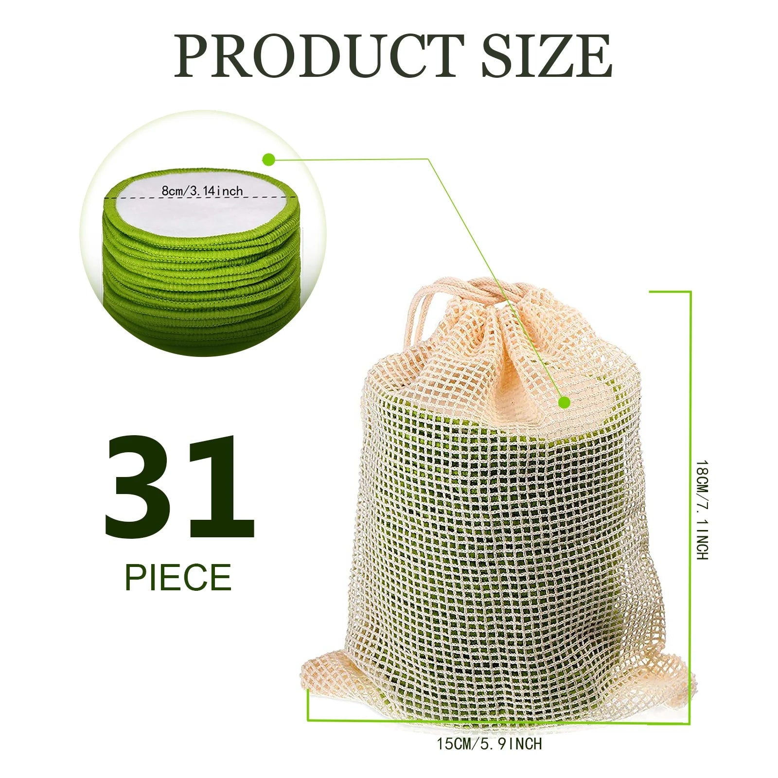 30Pcs Reusable Makeup Remover Pads Reusable Cotton Rounds with Washable Laundry Bag