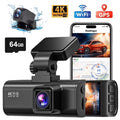 Dash Cam Front and Rear, Dash Cam 4K with Wifi & GPS, 4K/2.5K Front+1080P Rear Dashcam, Dash Camera with Night Vision, 3.18'' LCD Screen, Loop Recording, Black