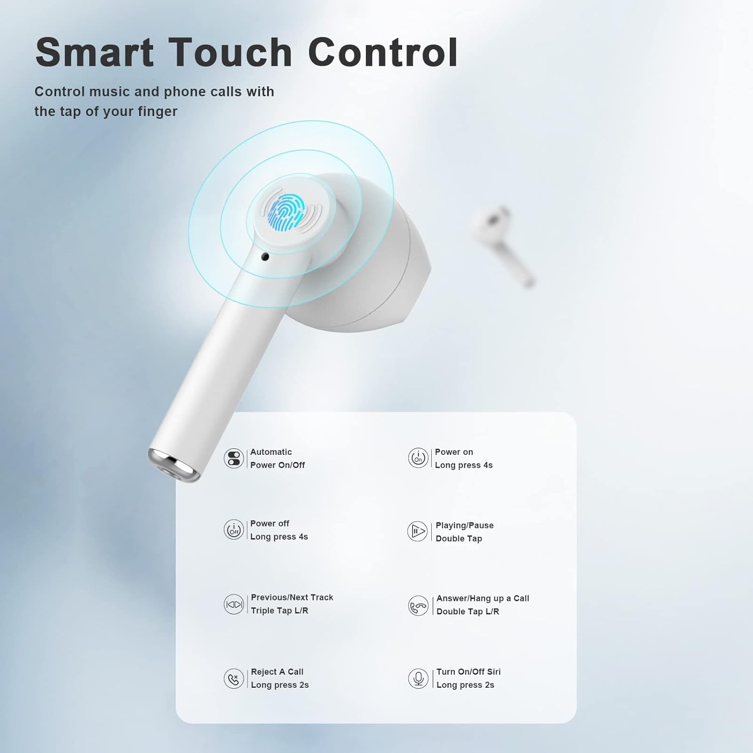 Wireless Earbuds, Bluetooth 5.2 ENC Noise Cancelling Deep Bass In-Ear Stereo Earphones, IPX6 Waterproof Headphones with Mic, USB-C Charging Case, Touch Control Ear Buds Headset for Iphone Android Ios