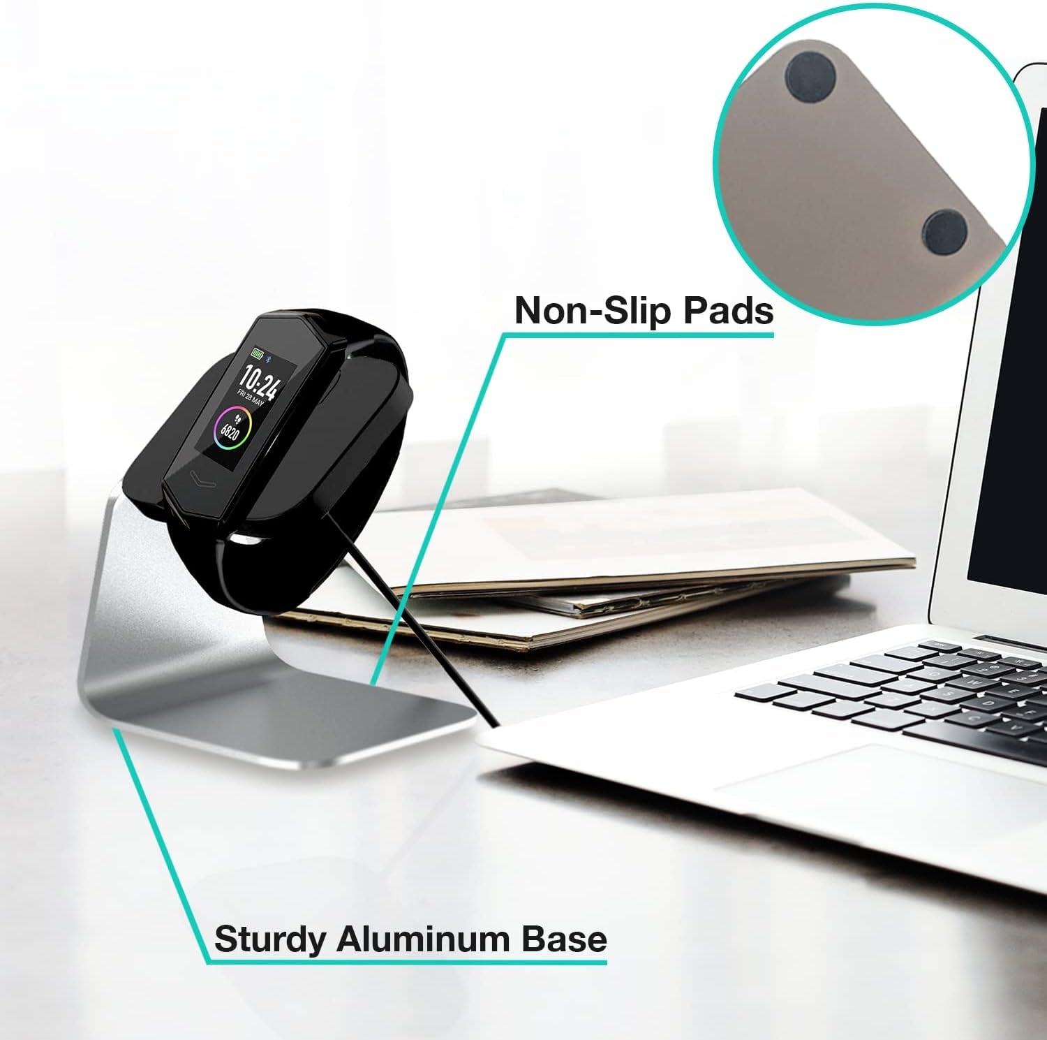 KORE 2.0 Elite Smartwatch Charging Stand - Aluminium Charging Watch Stand for Kore 2.0 Fitness Tracker L Sleek, Non-Slip Heart Rate Monitor Watch Holder Stand L Great Night Stand Accessories