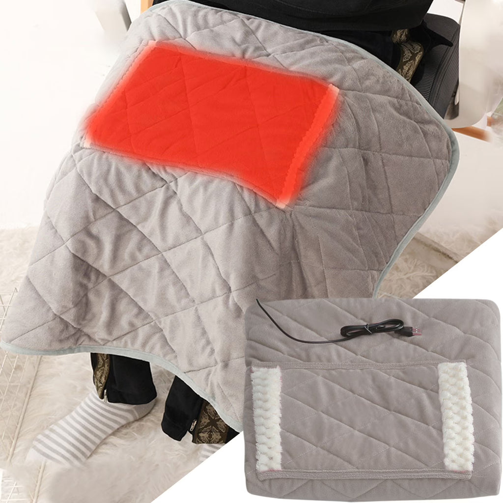 Heated Blanket with Pocket, Soft Warm USB Heated Lap Blanket for Office, Fast-Heating Washable Car Heated Blanket, Portable Heated Blanket for Travel (B)