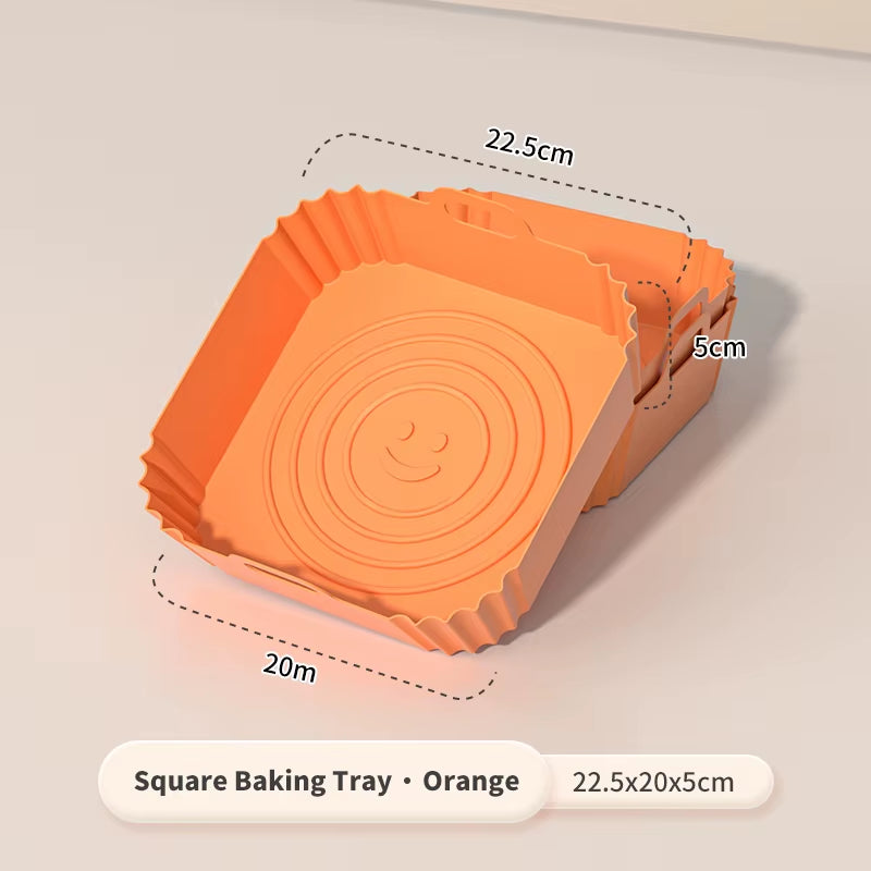 2 PCS Square Silicone Air Fryer Liners - 8 Inch Reusable Air Fryer Pot - Air Fryer Accessories - Air Fryer Inserts for 4 to 7 QT