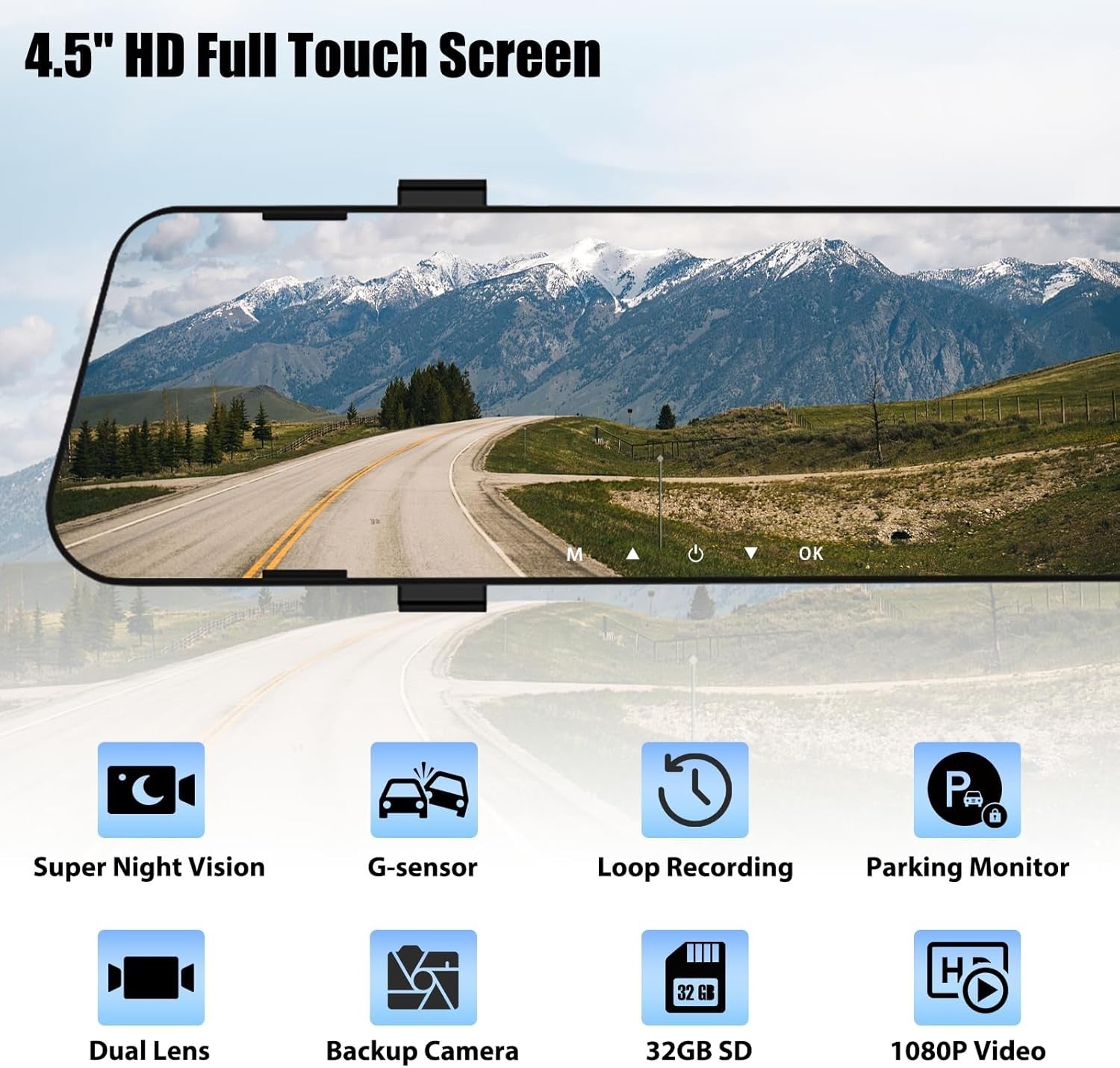 Espejo Retrovisor Con Camara Delantera & Trasera 3EN1 Coche Dash Cam Video DVR