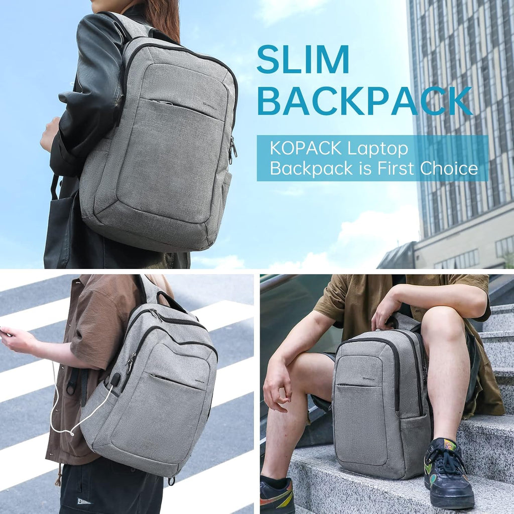 Anti-Theft 15.6 Inch Laptop Backpack, Gray, Unisex