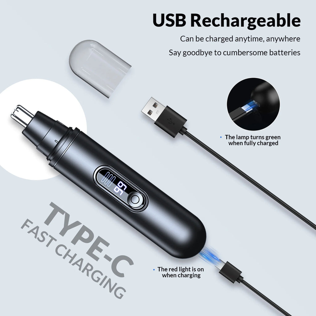 Ear & Nose Hair Trimmer for Men Women - Rechargeable Hair Trimmer with Dual Edge Blades, Professional Hair Removal Tool(Black)