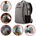 15" Grey Rfid-Safe Travel Laptop Backpack Tsa-Friendly Unisex with USB Charging Port