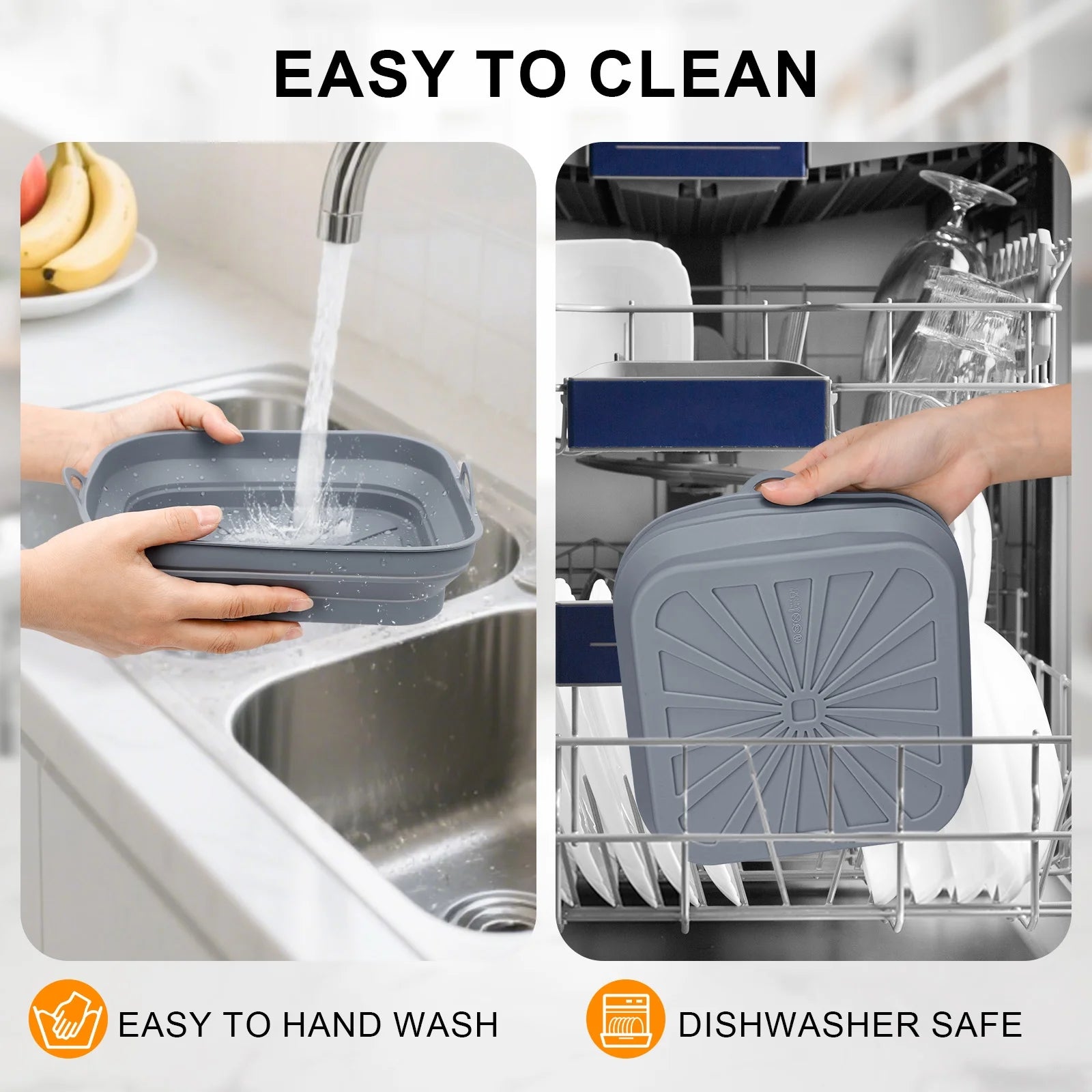 Air Fryer Silicone Liner Reusable 3 Pack Air Fryer Silicone Pan Square Air Fryer Silicone Pot Heat Resistant Non-Stick Air Fryer Accessories,8 Inch