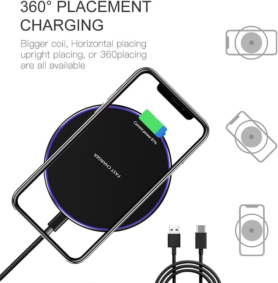 Fast Wireless Charger,20W Max Wireless Charging Pad Compatible with Iphone 17/17 Pro/16/15/14/13/12/Se/Xs Max/Xr,Airpods; Wireless Charge Mat for Samsung Galaxy S25/S24/Note,Pixel/Lg