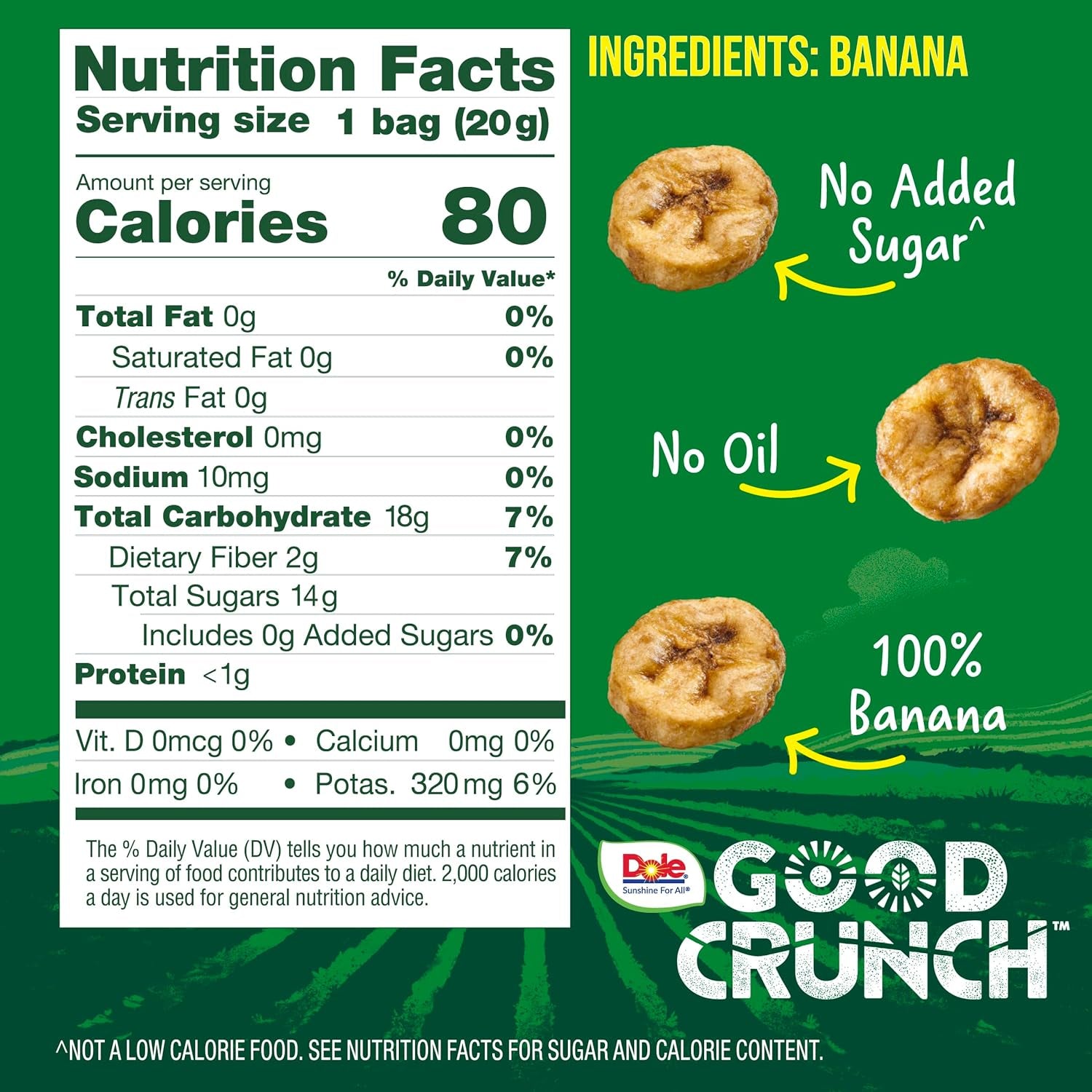 Good Crunch Banana Dried Fruit Bites, Gluten Free & Vegan Snack, 0.7Oz Bags (Pac