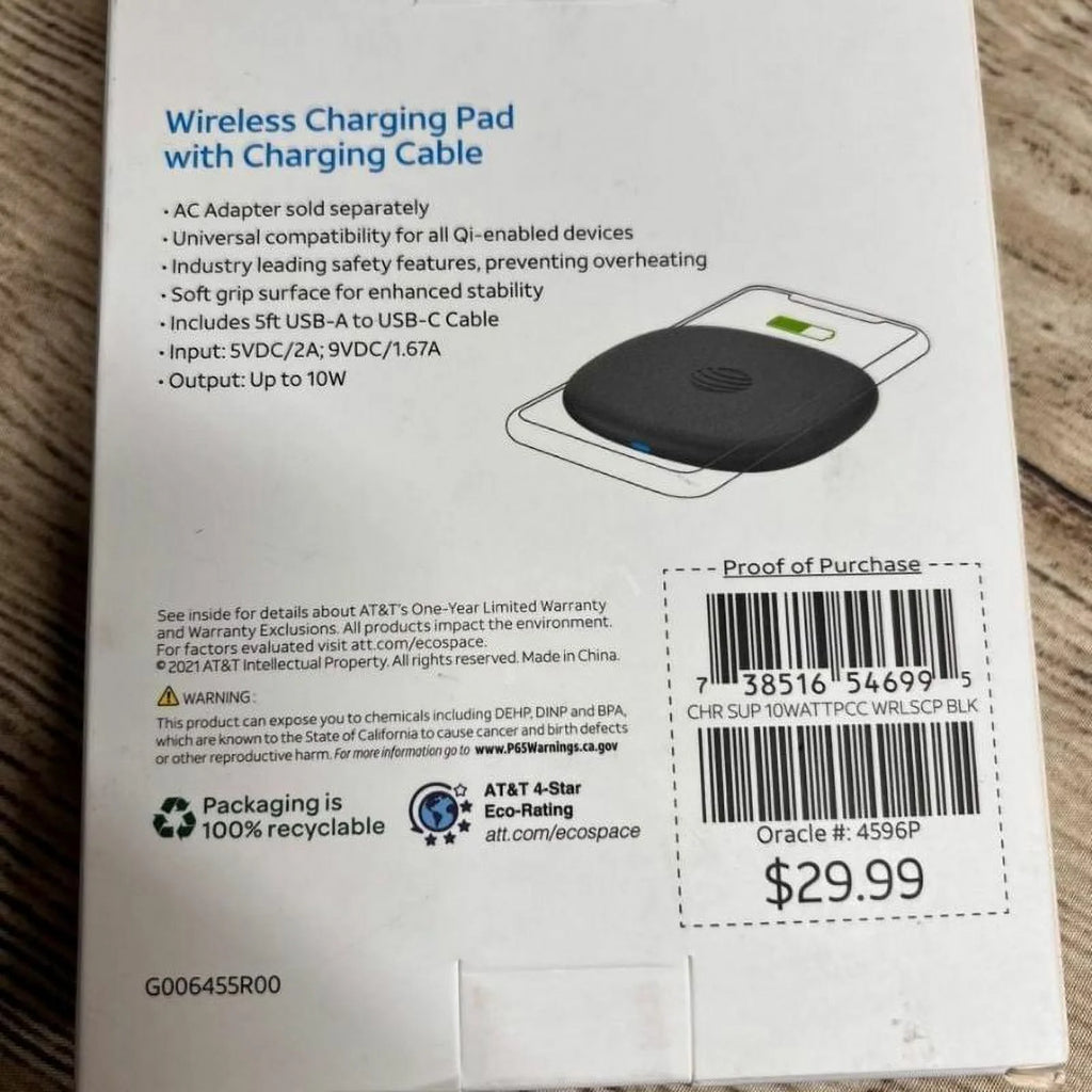 10W Wireless Charging Pad + Charging Cable