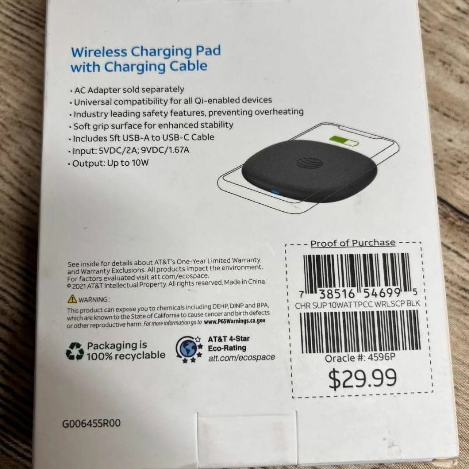 10W Wireless Charging Pad + Charging Cable