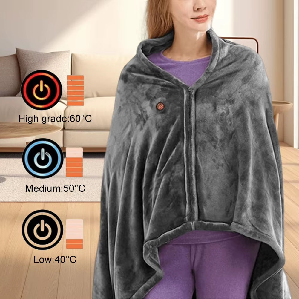 USB Heated Blanket Heated Blanket Shawl 3 Heating Level Heated Shawl Throw Blanket Fast Heating 9 Heated Areas for Autumn Winter