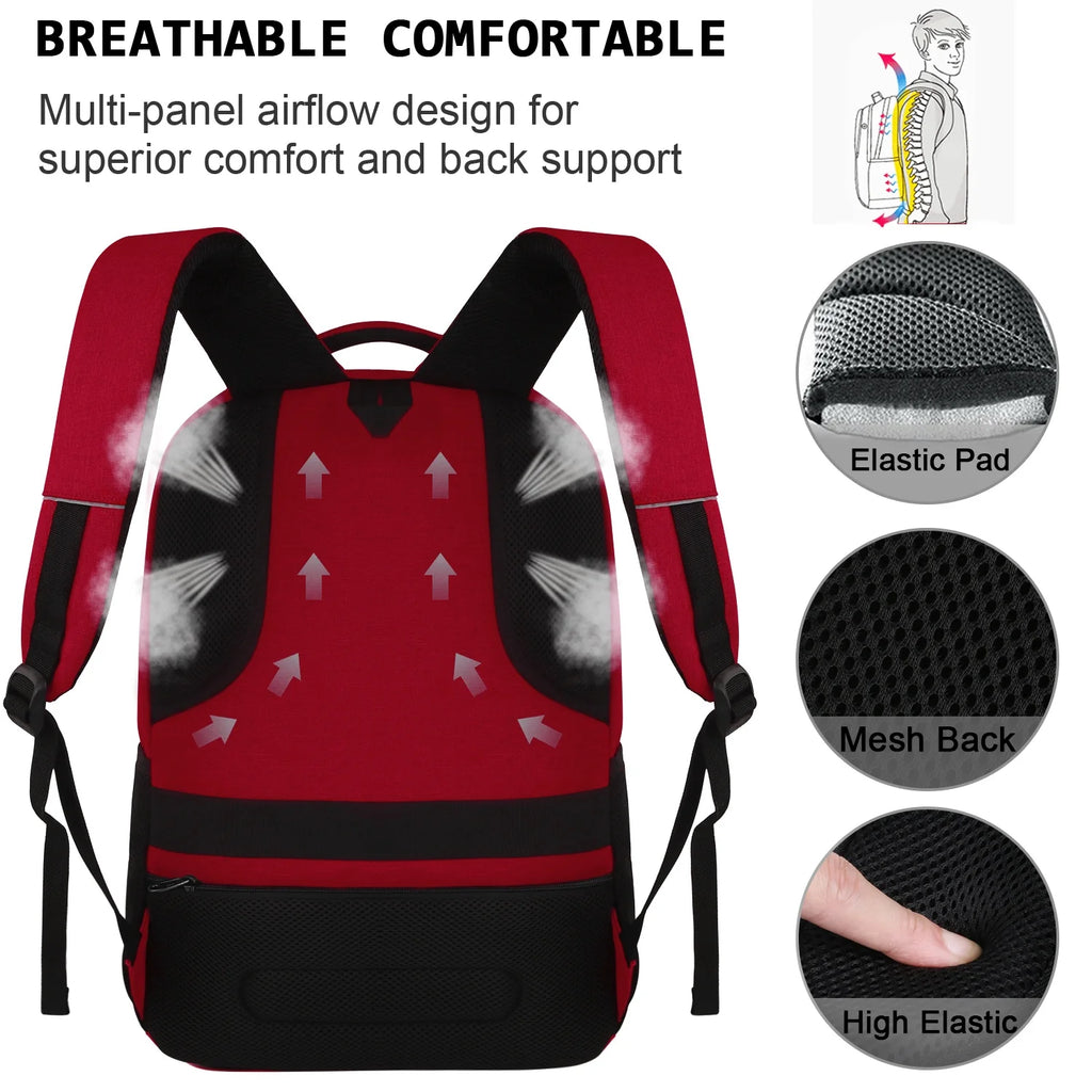 Red Laptop Backpack Computer Business Backpack for Adult Water Resistant Anti-Theft Laptop Backpack for Men