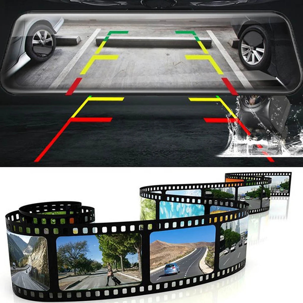 10" 1080P Mirror Dash Cam,Full Touch Screen Backup Camera Front and Rear View Parking Monitor with Super Night Vision, Motion Detection, G-Sensor