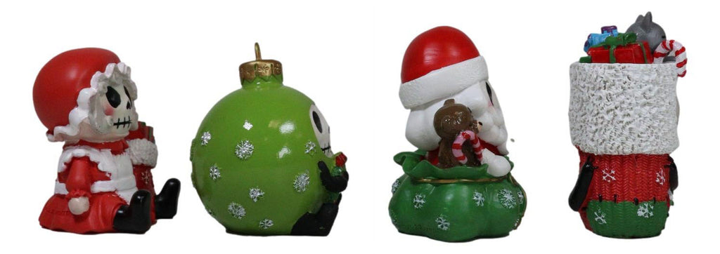 Christmas Furry Bones Mr. and Mrs. Santa Claus Tree Ornament and Stocking Figurines