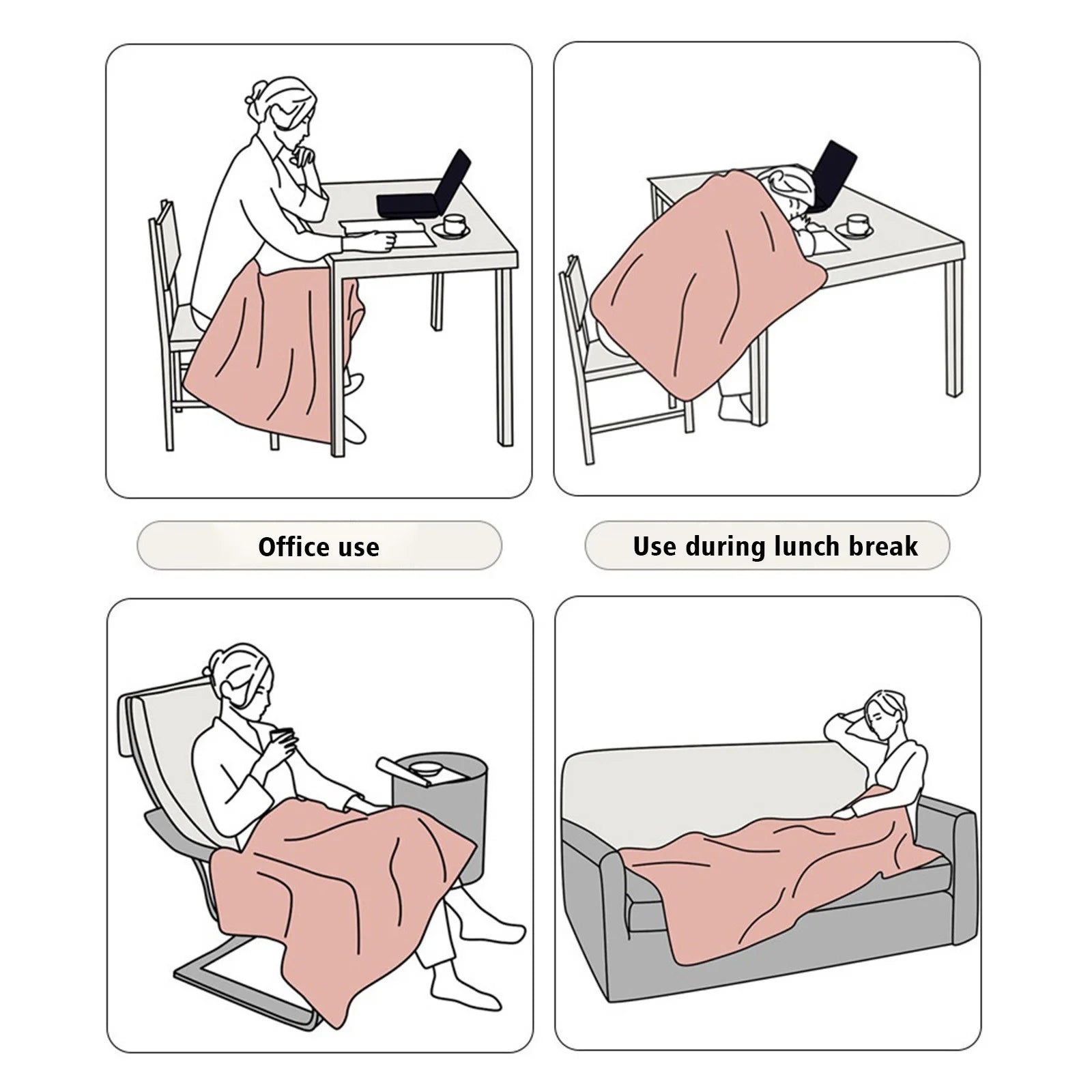 Heated Blanket with Pocket, Soft Warm USB Heated Lap Blanket for Office, Fast-Heating Washable Car Heated Blanket, Portable Heated Blanket for Travel (B)