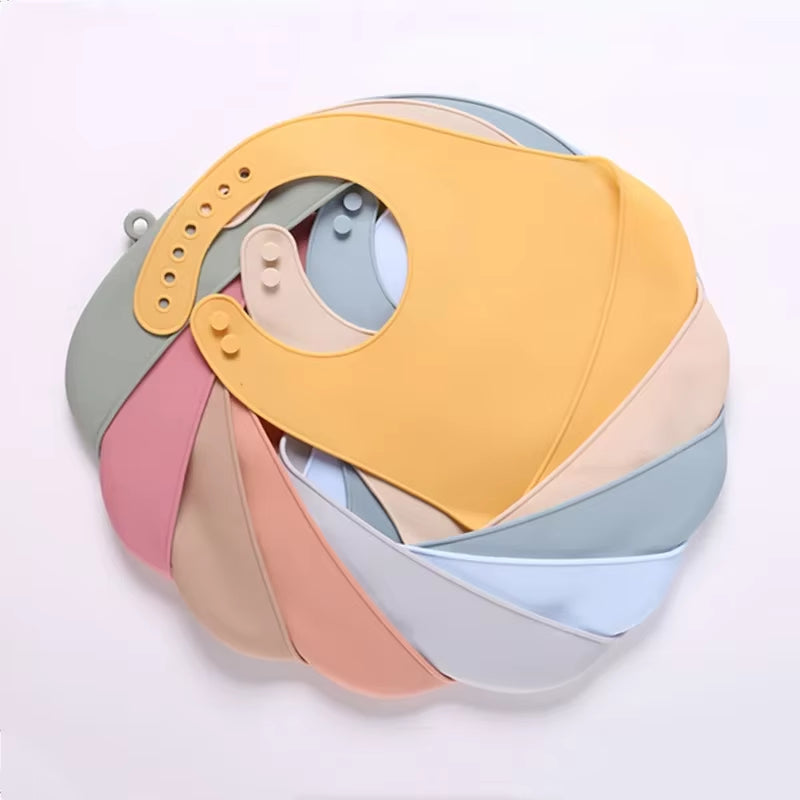 1Pcs New Lunch Apron Toddler Silicone Bibs Baby Kids Girl Boys Waterproof Saliva Solid Feeding Bib Baby Silicone Bib Aprons
