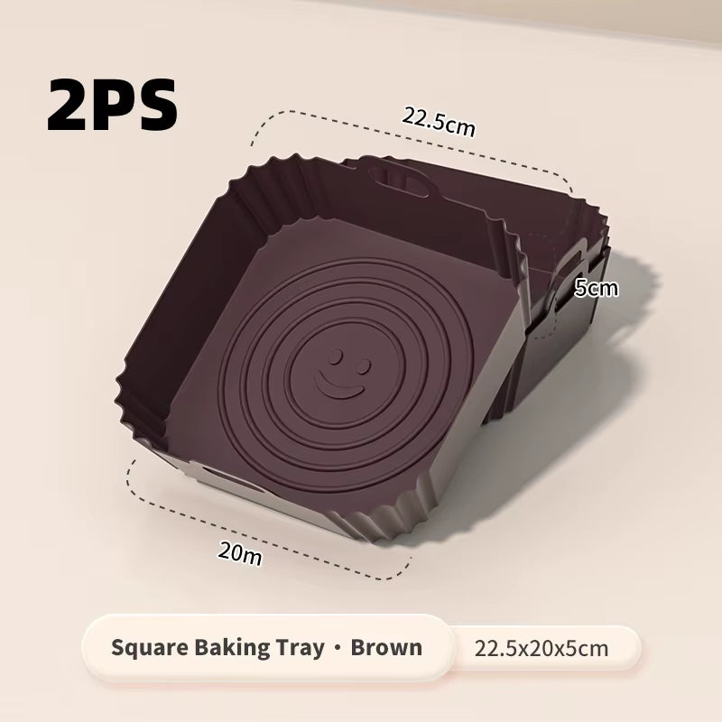 2 PCS Square Silicone Air Fryer Liners - 8 Inch Reusable Air Fryer Pot - Air Fryer Accessories - Air Fryer Inserts for 4 to 7 QT