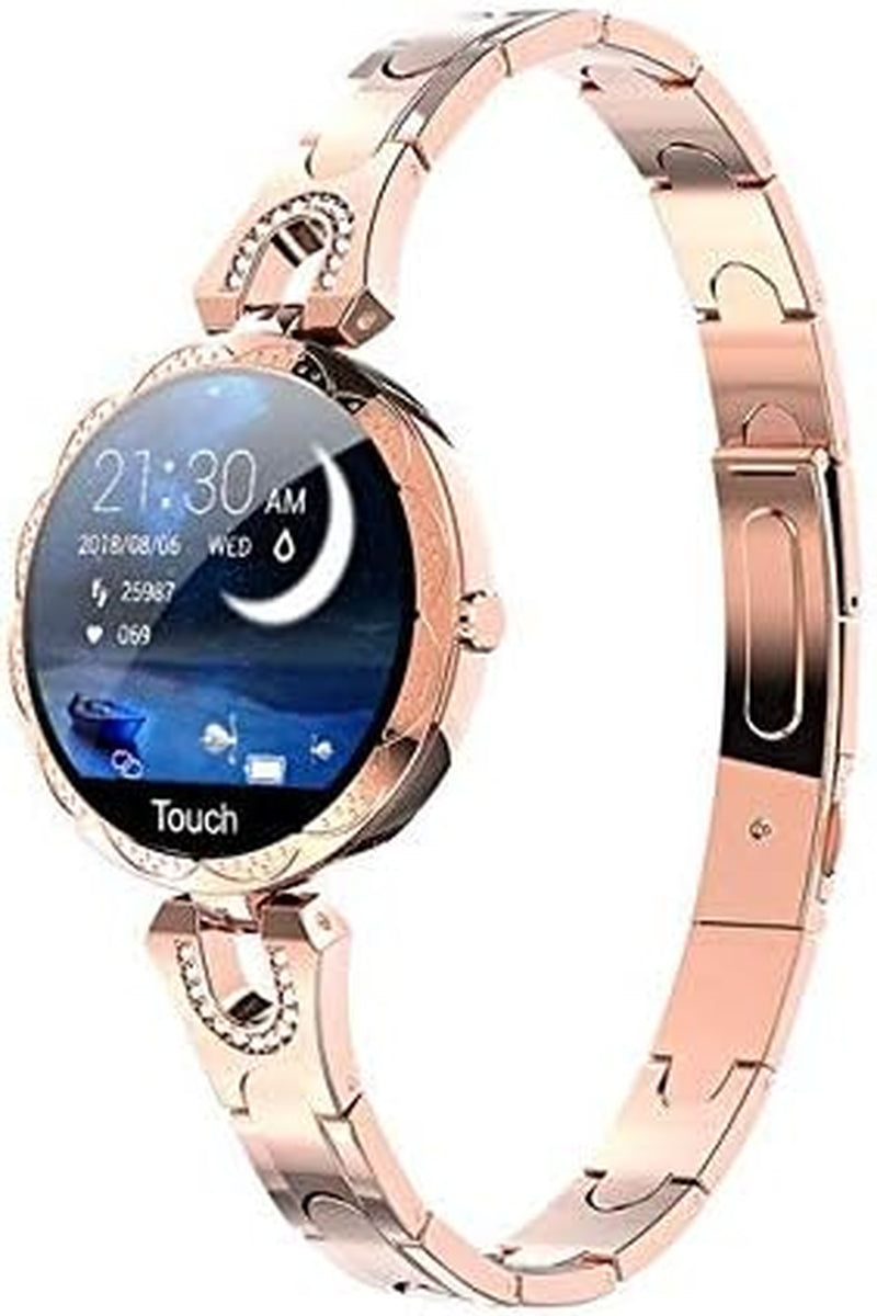 Smart Watch Women, Smart Bracelet New Blood Pressure Heart Rate Monitor for Android Ios Phone Fits for Iphone 12 11 Pro Max Mini XR X XS LG Stylo 6 Samsung Galaxy A51 21 20 S20 S10 S9 (Gold)