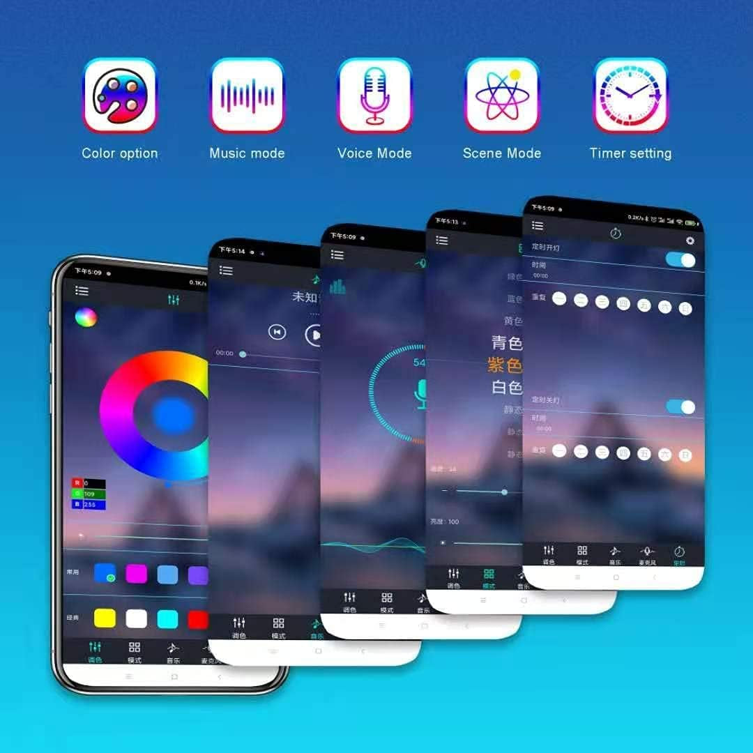 LED Strip Lights,50Ft15M 5050 RGB Music Sy Color Changing LED Strip Lights APP Bluetooth Control Remote,Led Lights for Room,Bedroom,Bar,Party and Home Decoration(2X24.6Ft), (Red, Green, Blue)