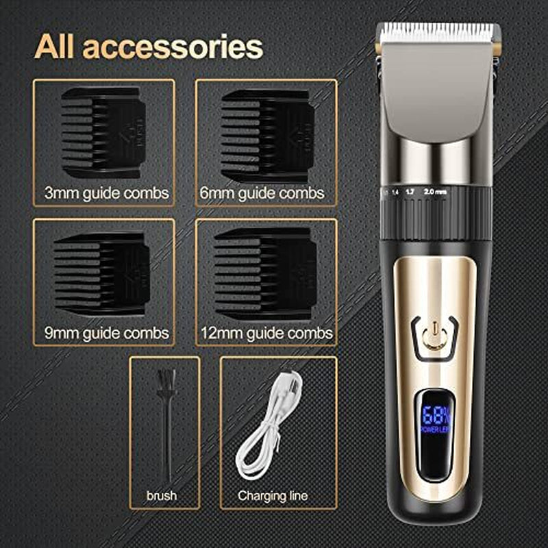 Hair Clippers for Men, Cordless LCD Rechargeable Hair Trimmer Beard Trimmer