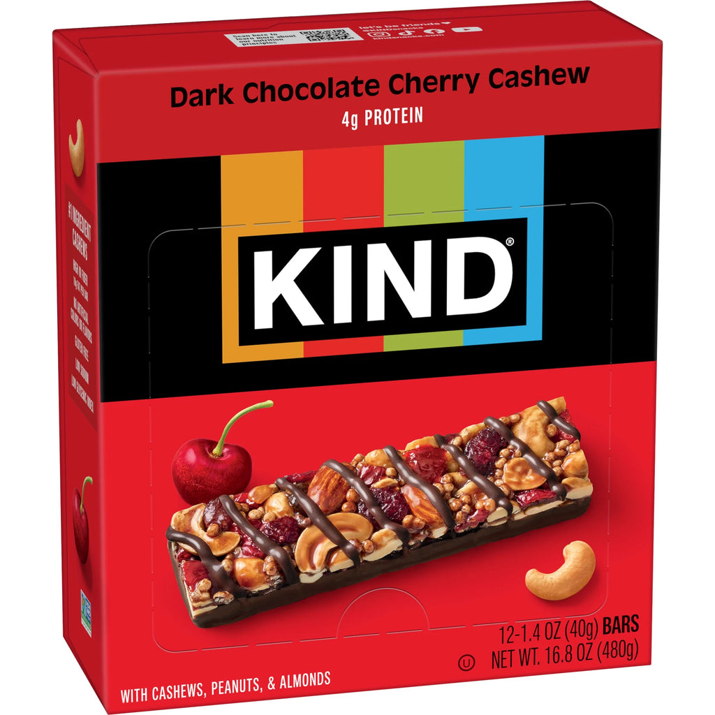 Gluten Free Dark Chocolate Cherry Cashew Snack Bars, 1.4 Oz, 12 Count Box