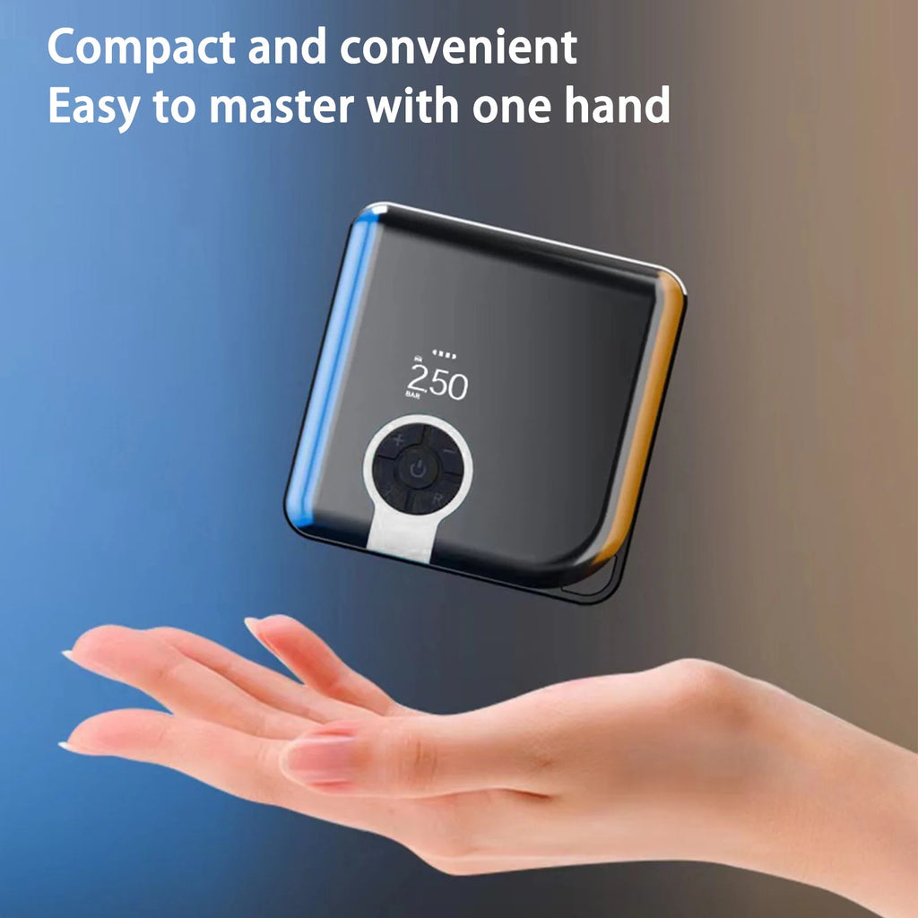 Car Tire Inflator Portable Mini Air Compressor 12V | Analog Gauge | Compact Lightweight ABS | Multi-Use Bike Motorcycle SUV Truck Tires | 3 Adapters | LED Light | 25L/Min | 1Pc | 4.25X4.25In