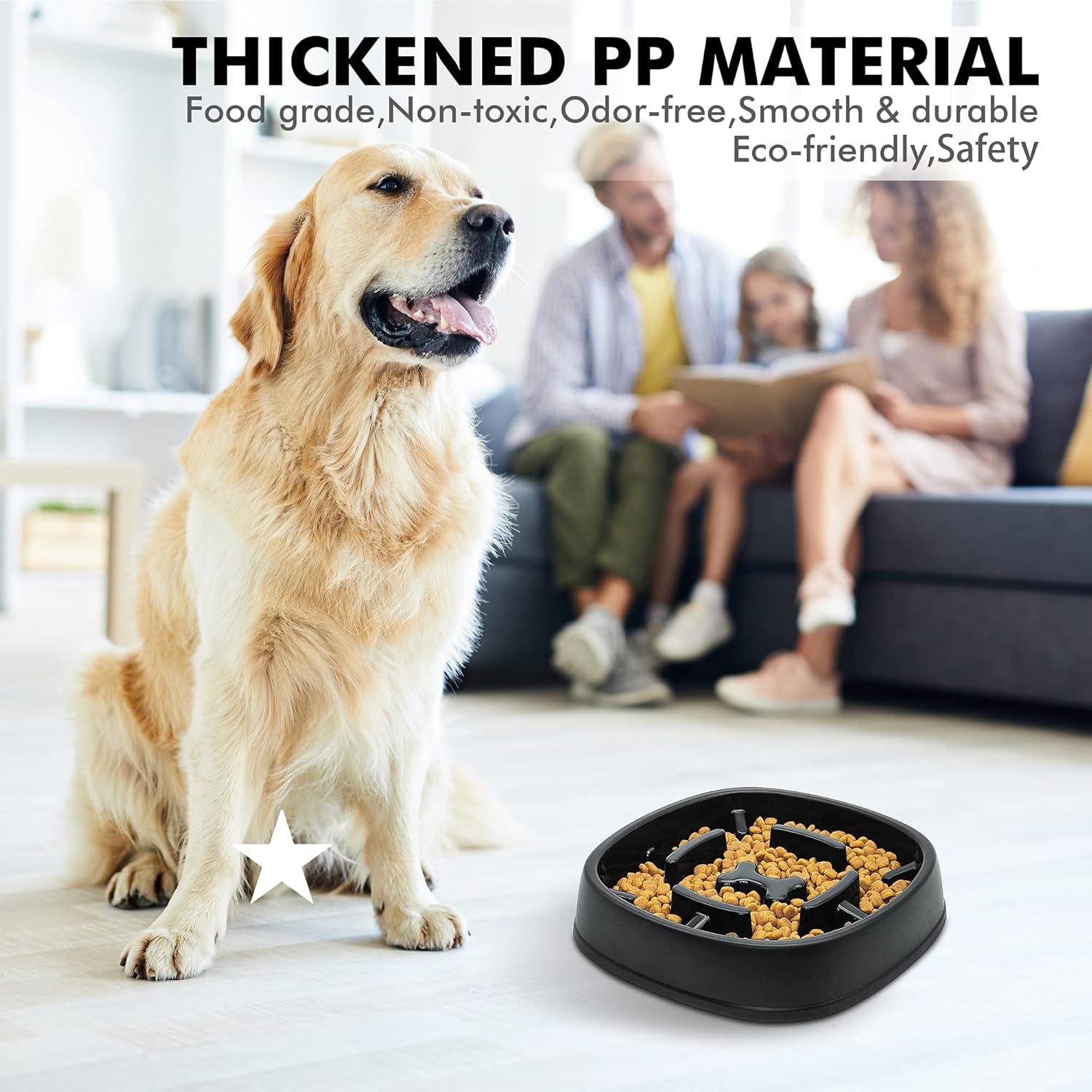 Dog Slow Feeder Bowl-Slow Feeder Dog Bowl for Dogs-Non Slip Puzzle Bowl-Dog Food Bowl Eco Friendly 3 Cups for Dog Pet Slow Feeder by ,A-Black