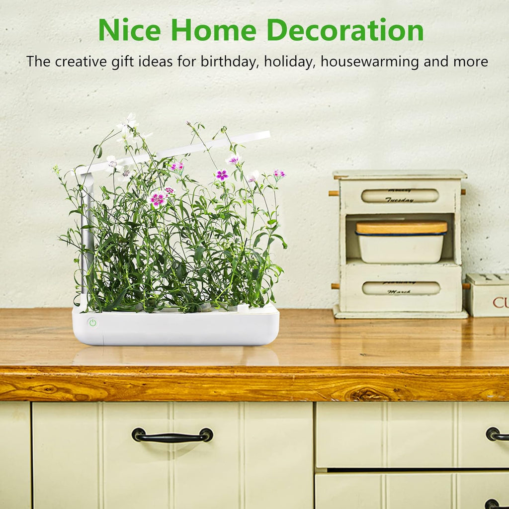 Hydroponics Growing System - Indoor Herb Garden, Smart Garden Starter Kit with LED Grow Lights for Home Kitchen, Plant Germination Kits (9 Pods, White)